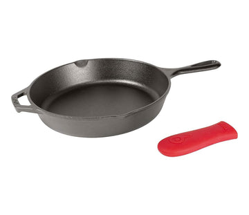 Lodge 10.25 Inch Cast Iron Skillet – Pre-Seasoned Frying Pan with Teardrop Handle – Oven, Stovetop, Grill & Campfire Use – Made in USA – Durable, Non-Toxic, Even-Heating Cookware – Black