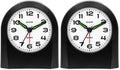 Sharp Battery-Powered Analog Alarm Clock, Silent Sweep, Snooze and Light | Silent no-tick movement; Ascending beep alarm; Gentle wake; Snooze; On-demand light; Compact size; Battery operated; Black