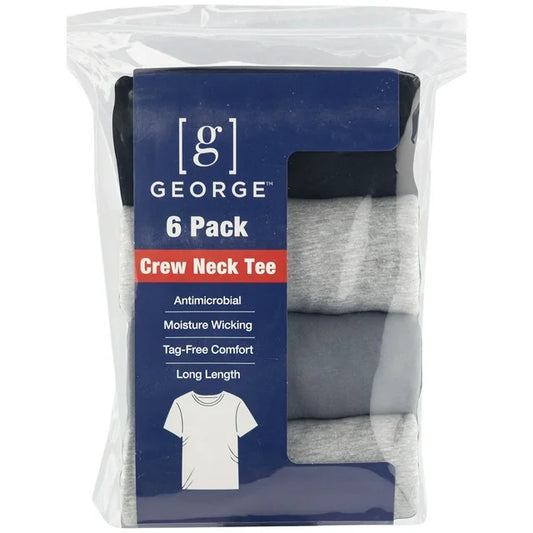 George Men's Assorted Crew T-Shirts, 6-Pack