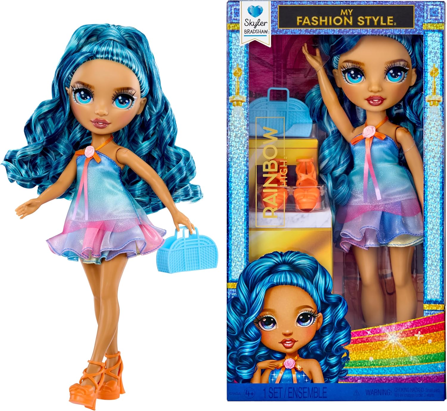 Rainbow High My Fashion Style Skyler, Blue 11" Fashion Doll with Statement Outfit, Stylish Handbag, Great Toy Gift for Girls Kids Ages 4-12 Years