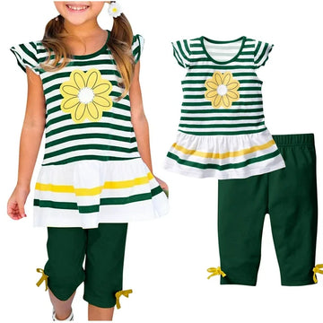 CHGBMOK 2Pcs Baby Girls Kids Cute Flower T-Shirt Tops+Shorts Pants Outfits Summer Clothes 1-8Y