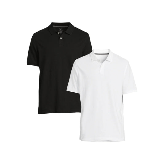 George Men's & Big Men's Pique Polo Shirts with Short Sleeves, 2 pack, Sizes S-3XL