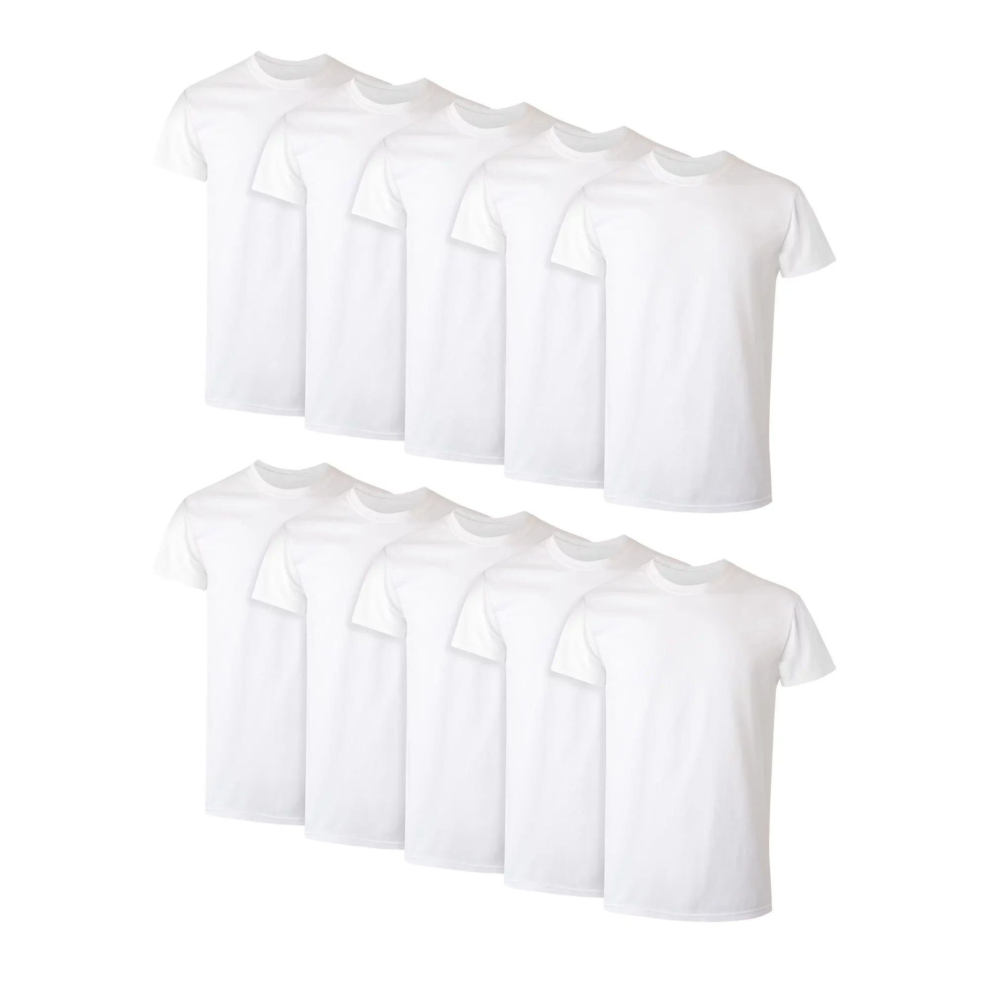 Hanes Men's Super Value Pack White Crew T-Shirt Undershirts, 10 Pack