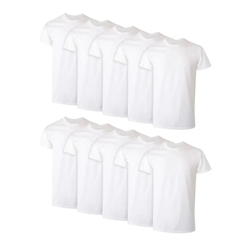 Hanes Men's Super Value Pack White Crew T-Shirt Undershirts, 10 Pack