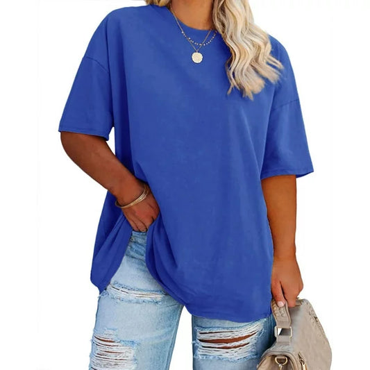 Ptaesos Women's Plus Size T Shirts Oversized Tees Summer Short Sleeve Crew Neck Loose Tunic Tops