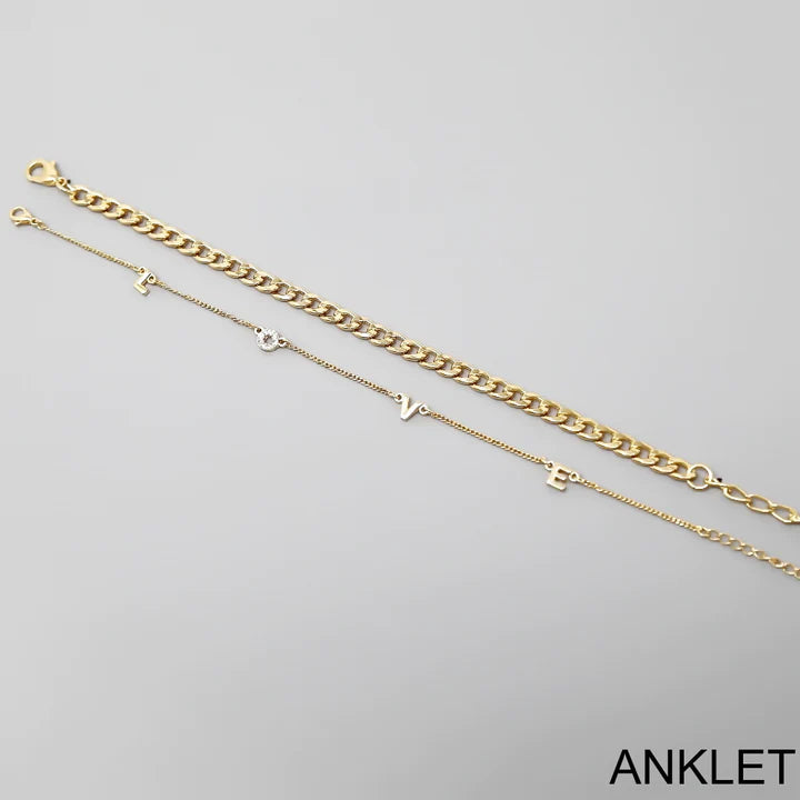 LOVE Script Chain Anklet Set