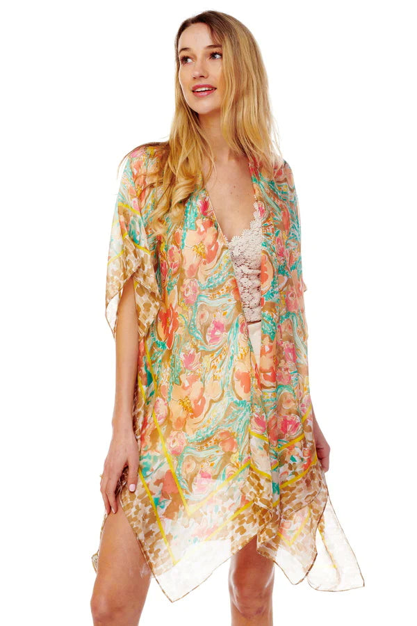 Floral Printed Silky Kimono