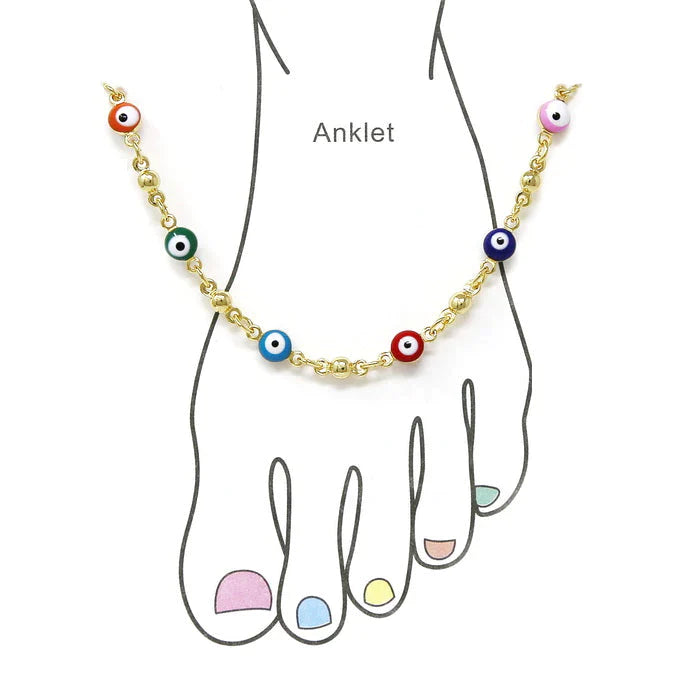 Evil Eye Bead Gold Dipped Anklet