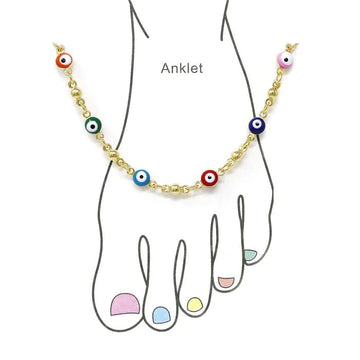 Evil Eye Bead Gold Dipped Anklet