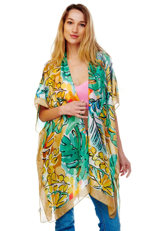 Floral Printed Silky Kimono