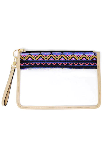 Navajo Print Transparent Wristlet Bag