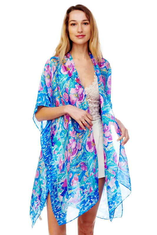 Floral Printed Silky Kimono