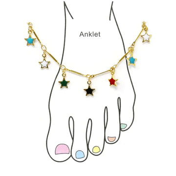 Multi Color Star Bead Station Anklet