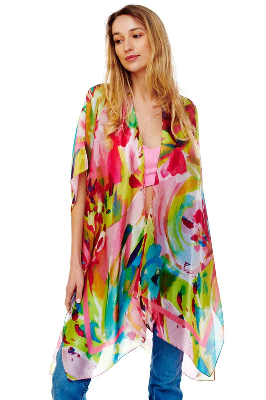 Floral Printed Silky Kimono