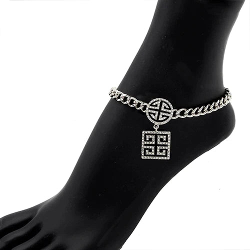 Rhinestone Link Greek Charm Chain Fashion Anklet