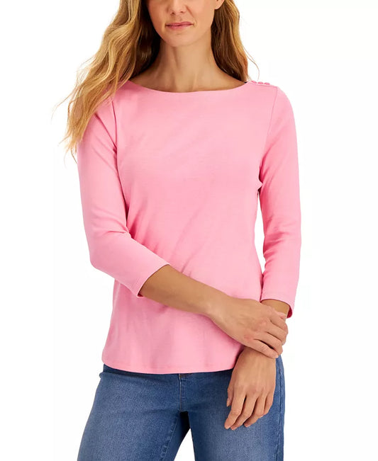 Women's Pima Cotton Boat-Neck Top, Created for Macy's