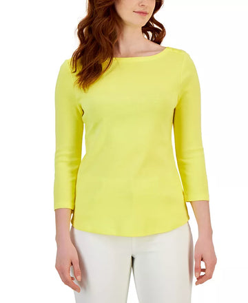 Women's Pima Cotton Boat-Neck Top, Created for Macy's