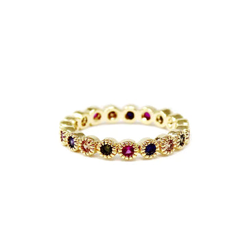 Multi Color Round CZ Pave Ring