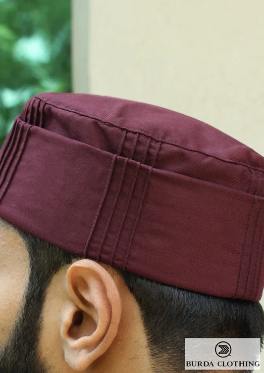 MAROON FOLDED KUFI