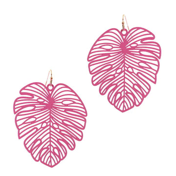 Barbie Theme Textured Metal Leaf Filigree Earrings