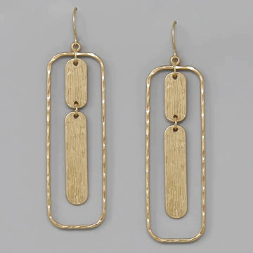 Geometric Hammered Metal Drop Earrings