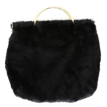 Metal Ring Handle Faux Fur Bag