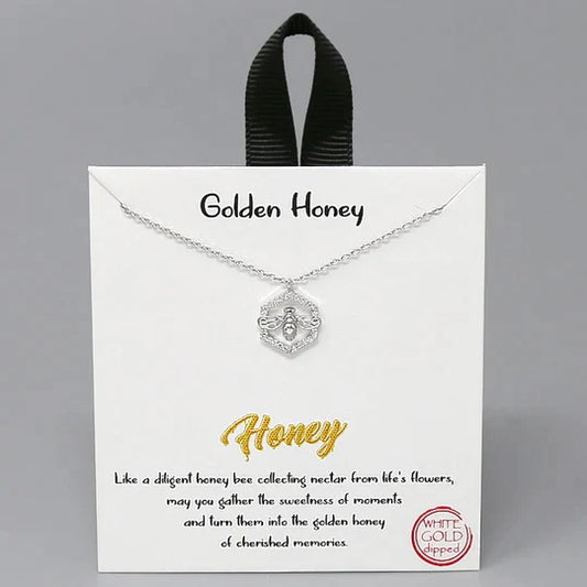 Tell Your Story: GOLDEN HONEY Bee Pendant Short Necklace