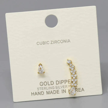 CZ Stone Stud Earring Set