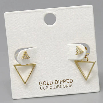 CZ Pave Triangle Gold Dipped Ear Jackets