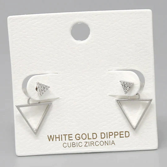 CZ Pave Triangle Gold Dipped Ear Jackets