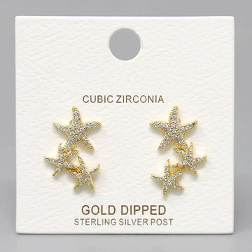 Starfish CZ Pave Gold Dipped Ear Crawlers