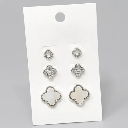 Clover Shape Stud Earring Set