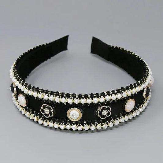 Pearl Trim Tweed Headband