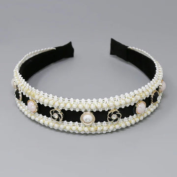 Pearl Trim Tweed Headband