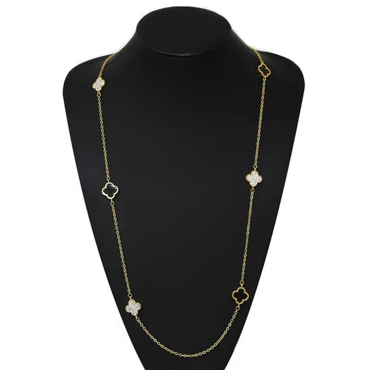 Quatrefoil Charm Station Long Necklace