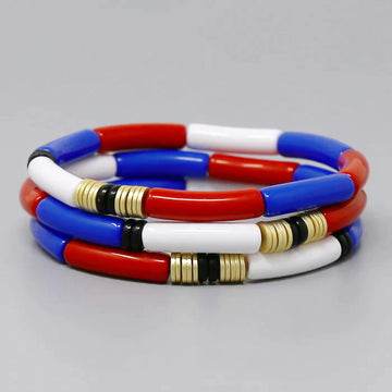 Acetate Tube Beaded Stretch Bracelet Set