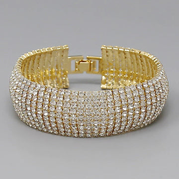 9 Row Rhinestone Pave Bracelet