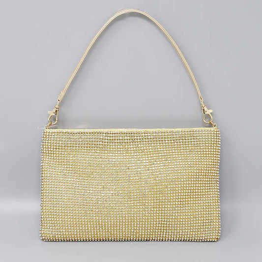 Rhinestone Mesh Evening Clutch Bag