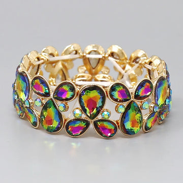 Glass Stone Embellished Stretch Bracelet