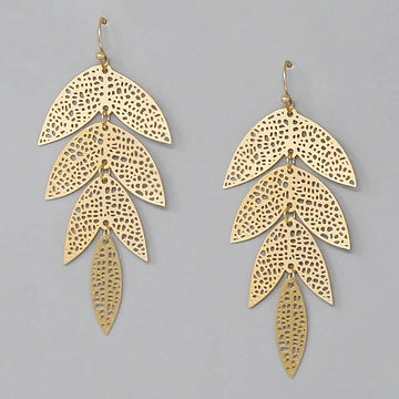 Leaf Textured Filigree Earrings