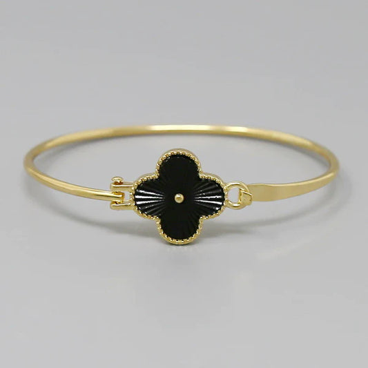 Quatrefoil Charm Skinny Bangle Bracelet