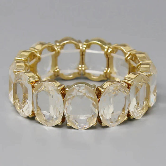 Oval Glass Stone Stretch Bracelet