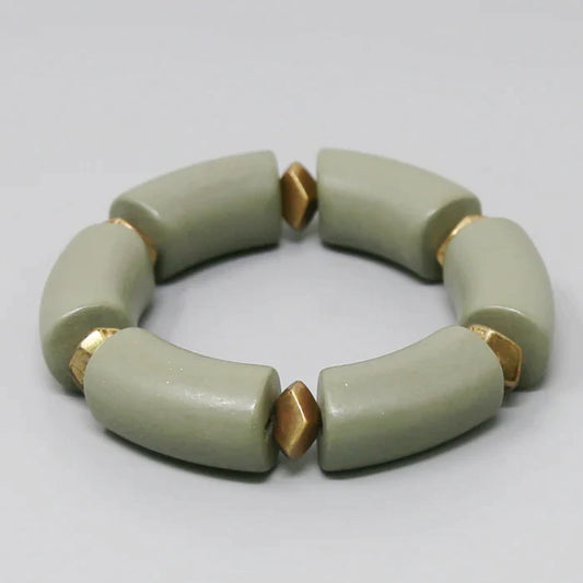 Wooden Tube Stretch Bracelet