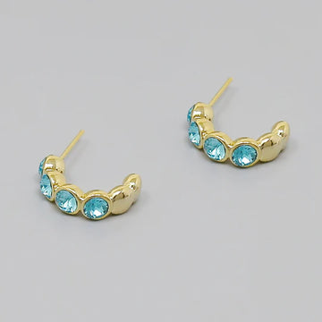 Crystal Stone Pave Mini Hoop Earrings