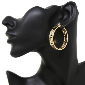 Greek Cutout Metal Hoop Earrings (40 MM)