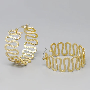 Snake Textured Metal Hoop Earrings