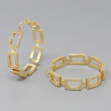 Rhinestone Pave Statement Hoop Earrings