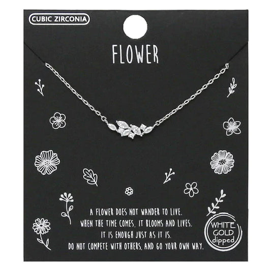 Tell Your Story: FLOWER CZ Pave Pendant Short Necklace