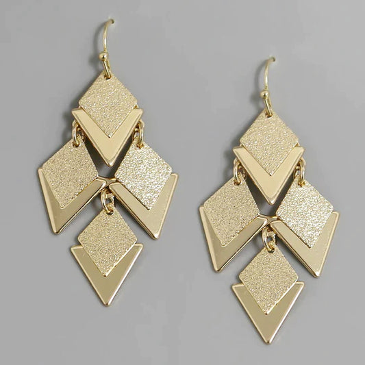 Rhombus Shape Layered Metal Earrings