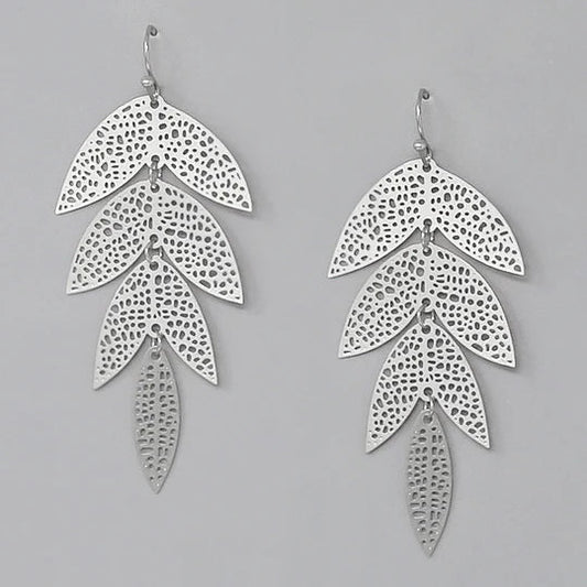 Leaf Textured Filigree Earrings